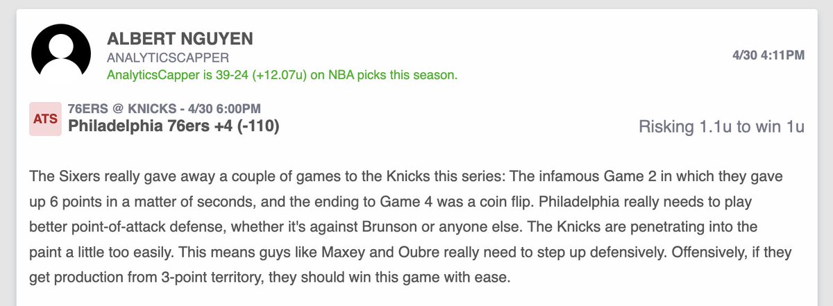 LET'S GO!! Another winner given out via @ScoresOdds! Make sure you follow SAO throughout the NBA playoffs. Crazy ending to the game. I liked the points and ML 👀👀