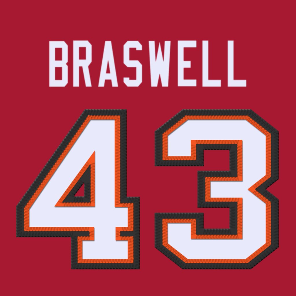 Tampa Bay Buccaneers EDGE Chris Braswell (@Chrisbras410) is wearing number 43. Last assigned to Ronnie Brown. #WeAreTheKrewe
