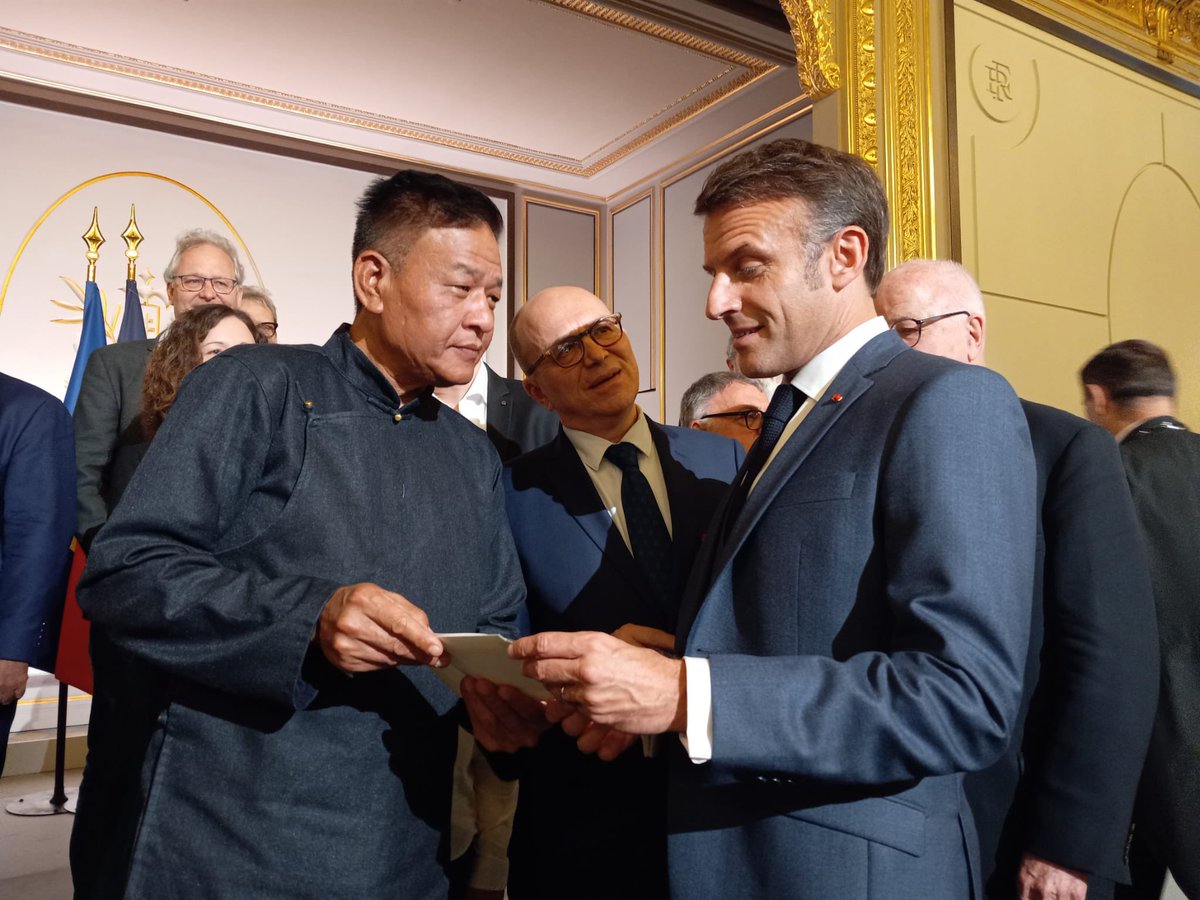 French President Macron meets Sikyong (President) Penpa Tsering of the Central Tibetan Administration (Tibetan Govt in exile) ahead of Chinese President Xi Jinping's France visit in a few days.