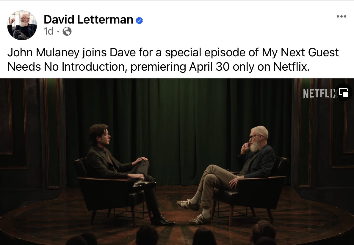 Watching #DaveLetterman interview #JohnMulaney