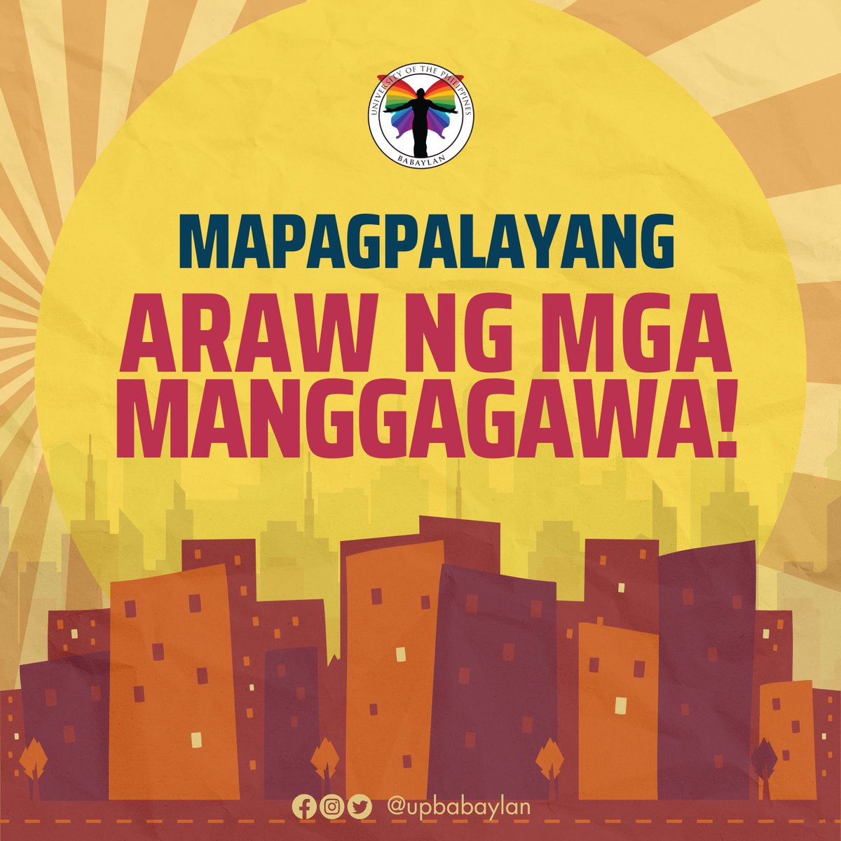 Kinikilala ng UP Babaylan ang pakikibaka ng mga manggagawang Pilipino. Patuloy ang panawagan nating itigil ang mga mapagsamantalang polisya, at isulong ang mga batas na naglalayong sugpuin ang diskriminasyon sa lugar ng trabaho. ✊✊

#MayoUno
#EqualityNOW