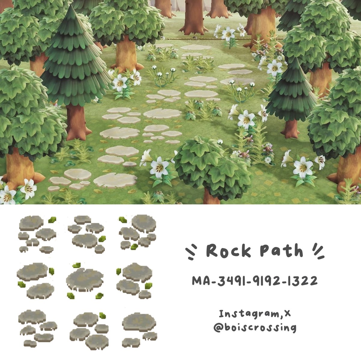 Made a stone path and wanted to share! Feel free to download using my creator code MA-3491-9192-1322

マイデザイン投稿しました🍃
自由に使ってね🌳

stone design inspired by @KKatCosmicCove 

⇨ youtu.be/DpHUSIPrK1k?si…

#acnh #あつ森