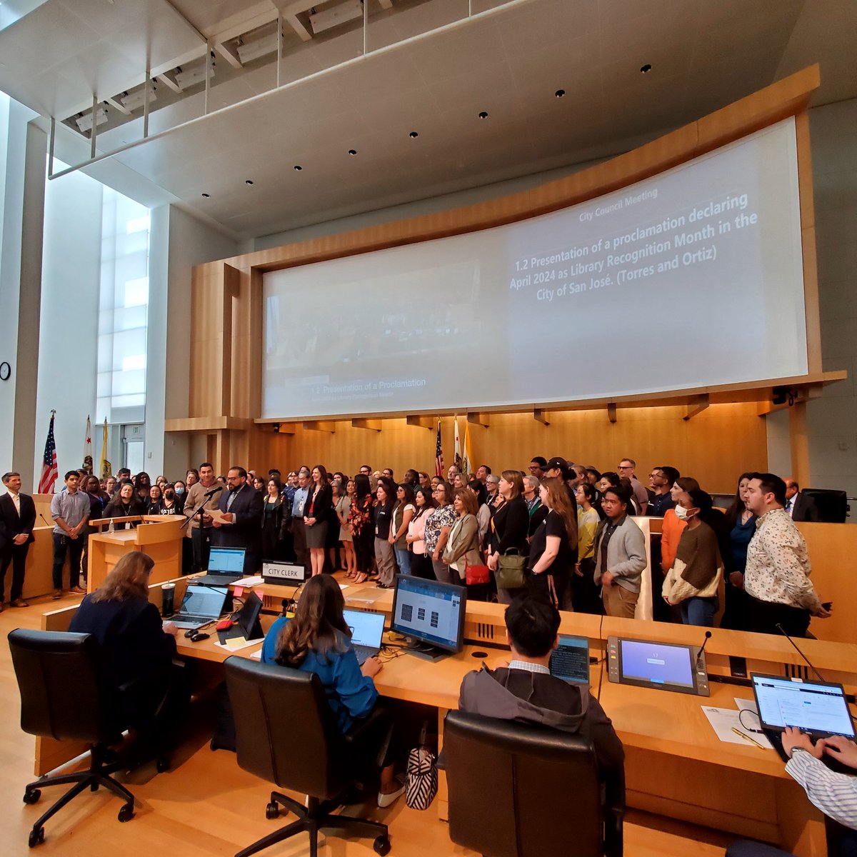 Thank you @MayorMattMahan, @CouncilmemberOmarTorres, @CouncilmemberPeterOrtiz, and Councilmembers for proclaiming April 'Library Recognition Month'! We also thank Library and Education Commission Chair José Magaña for joining us, and all our staff who attended.

#RightToLibrary