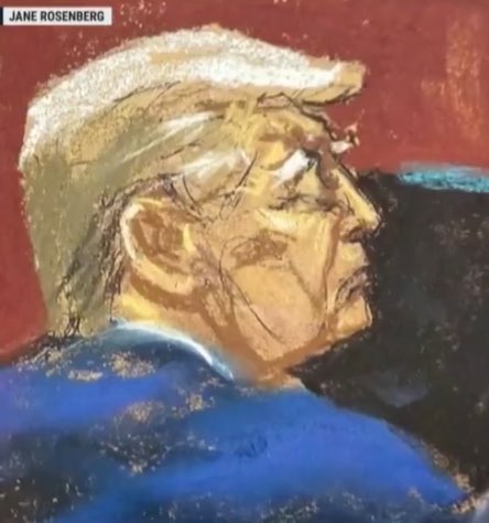 What should this courtroom sketch be titled?