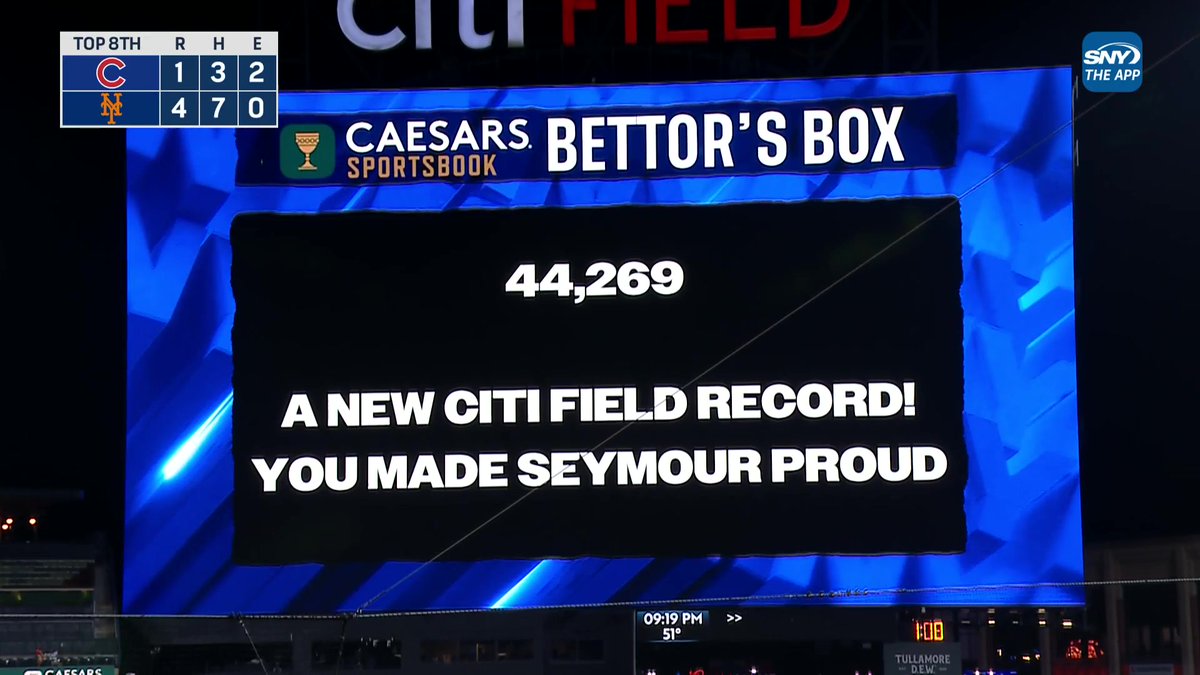 44,269 hot dogs have been sold tonight at Citi Field tonight for Dollar Dog night, a new record