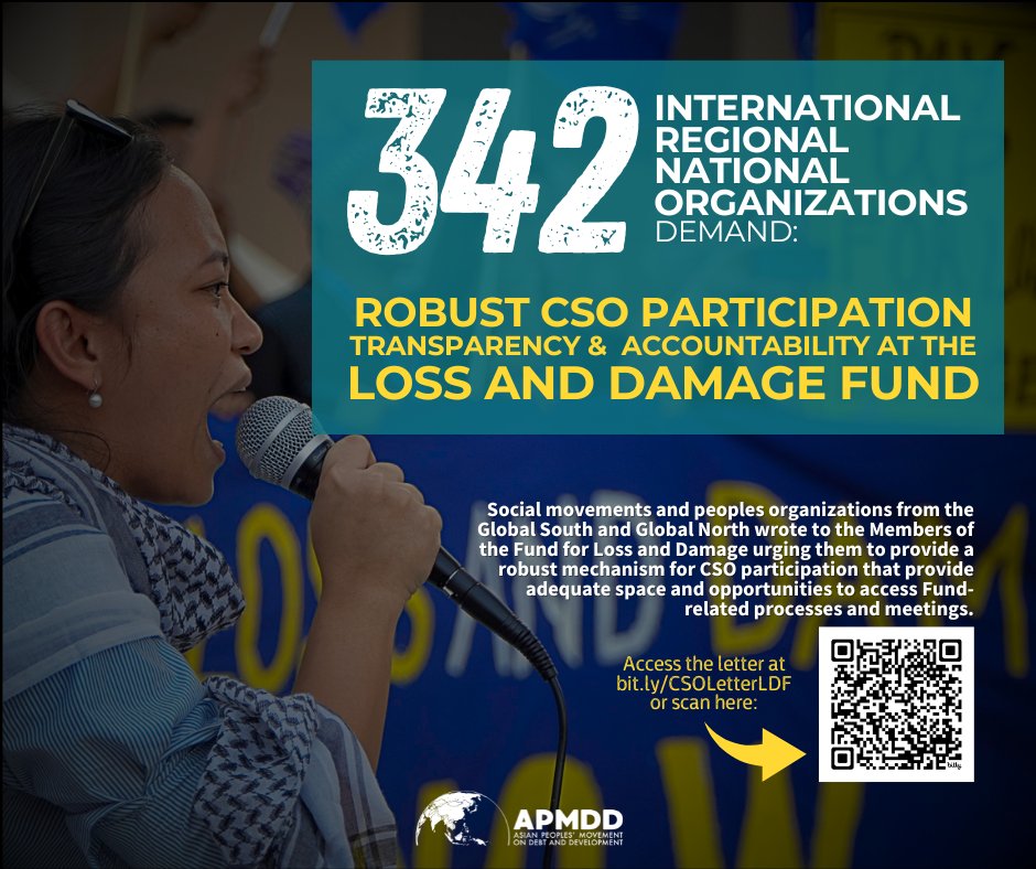 CSOs provide a vital link between policy & practice, bridging gaps & ensuring that decisions are grounded in reality. Robust #CSOparticipation at the Fund for #LossAndDamage is essential in creating solutions that work for people & the planet. Read: bit.ly/CSOLetterLDF