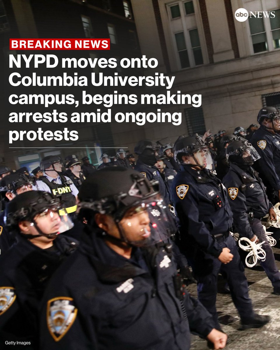 BREAKING: New York City police have moved onto the Columbia University campus and have begun making arrests amid ongoing protests. Follow live updates: trib.al/ygosViC