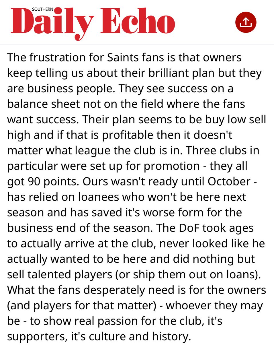 Best post about #SaintsFC. The owners are shit and their management style is ruinous. Southampton deserves better.