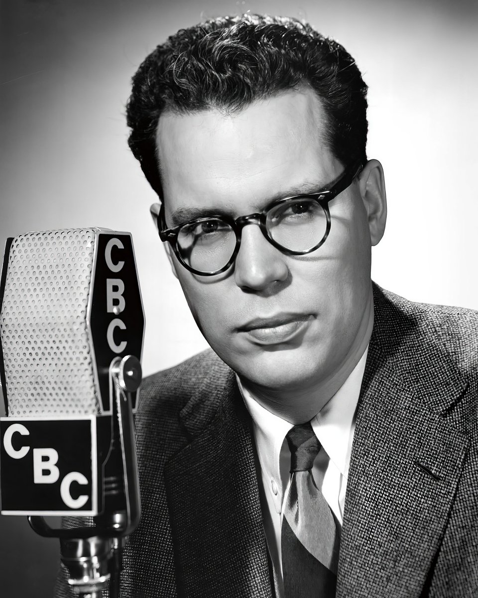 CBC radio announcer, Bill Reid, in Toronto in 1948. Reid would later focus on art, becoming a legendary Haida visual artist. Reid, born in Victoria to an American father and Haida mother, passed away in Vancouver in 1998 at 78.