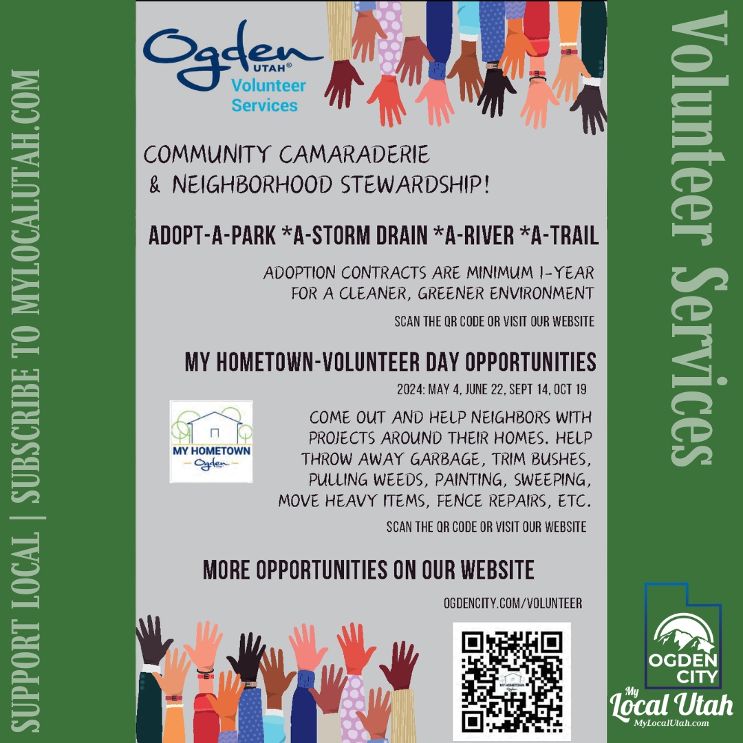 Join us in making a positive impact on our community! Volunteer in Ogden and be a part of something bigger than yourself. #Volunteerism #OgdenUtah #UtahBusiness #SupportLocal #CommunitySupport #MyLocalUtah

mylocalutah.com/join
801-845-2814