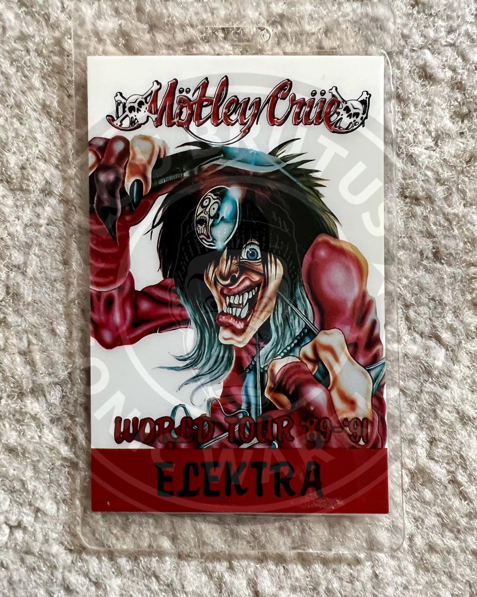 Stoked to have @NikkiSixx of @MotleyCrue joining me every night this week as Featured Artist on @HardDriveRadio XL. Here’s one of the very first laminates I ever acquired. It was in April of 1990 and I was I was stage host the Dr. Feelgood Tour in Providence RI. #MotleyCrue