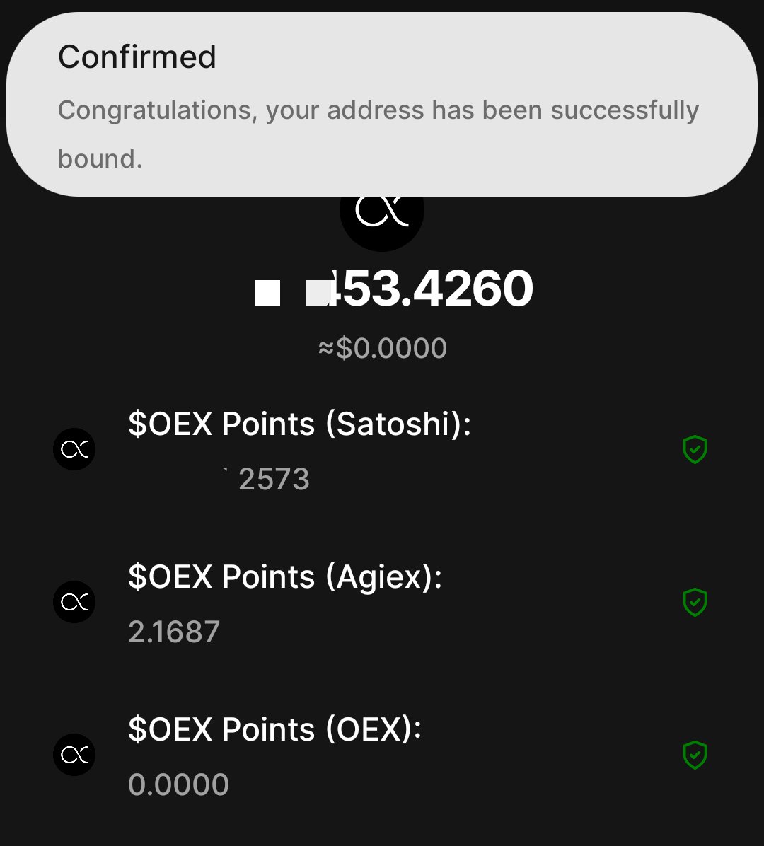 Update your #OpenEX APP and Check your Wallet Confirmation status.

Have you successfully bound your wallet address on Satoshi APP.

#OEX #SatoshiApp