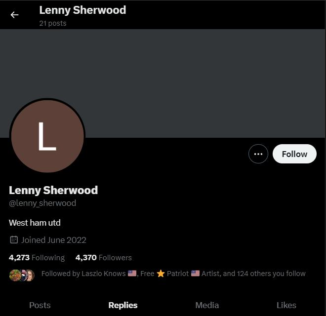 BOTS ARE NOT YOUR FRIENDS VET YOUR FOLLOWERS LENNY IS A LOSER The list is basic info on how to ID a bot Report and block - and then VET your followers list. lenny_sherwood 404 friends following AND FAR TOO MANY PWS no profile image no cover image no biography 21 tweets 7,029…