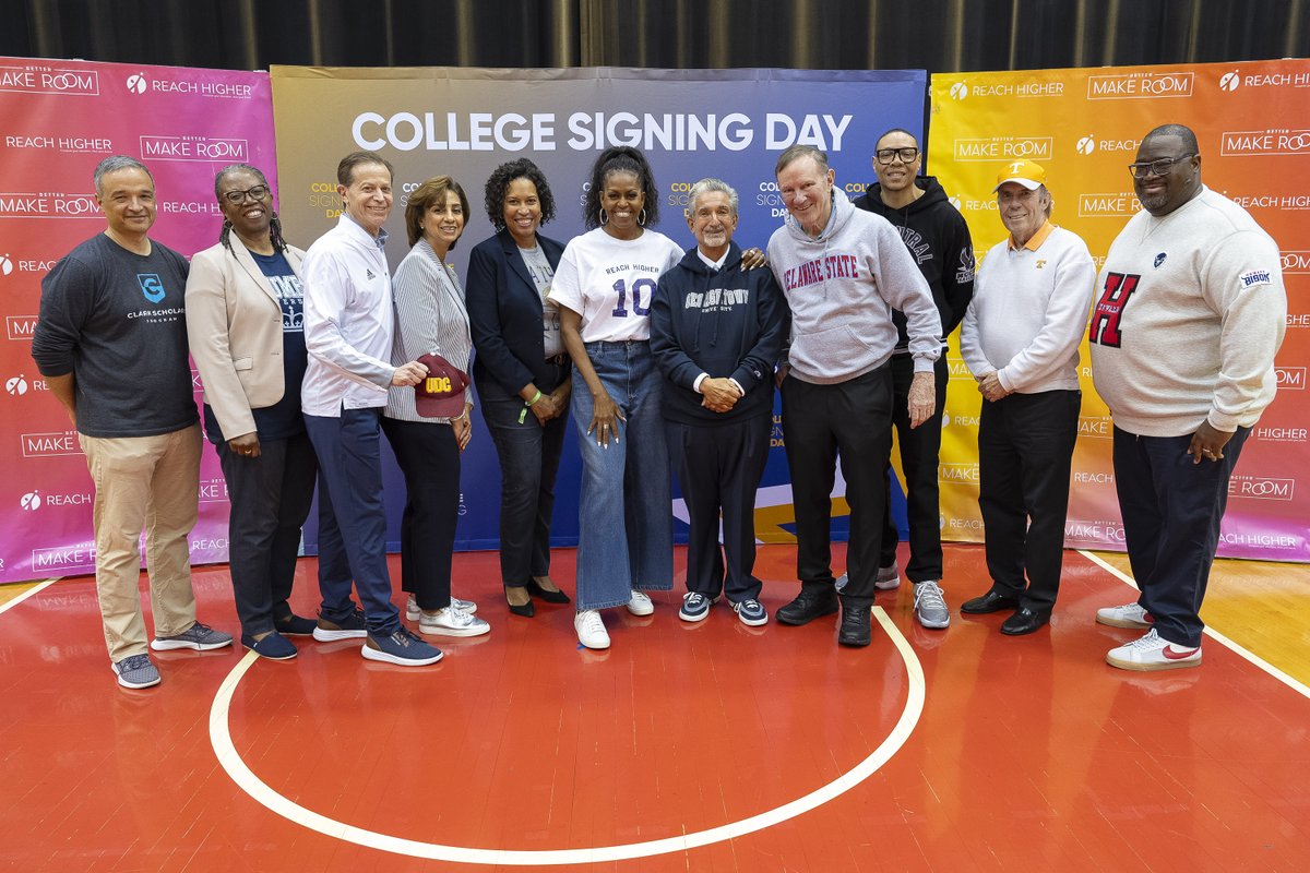 The @DC_CAP board today with Michelle Obama at #CollegeSigningDay 2024. Honored to have the former First Lady join us today and speak to the students!