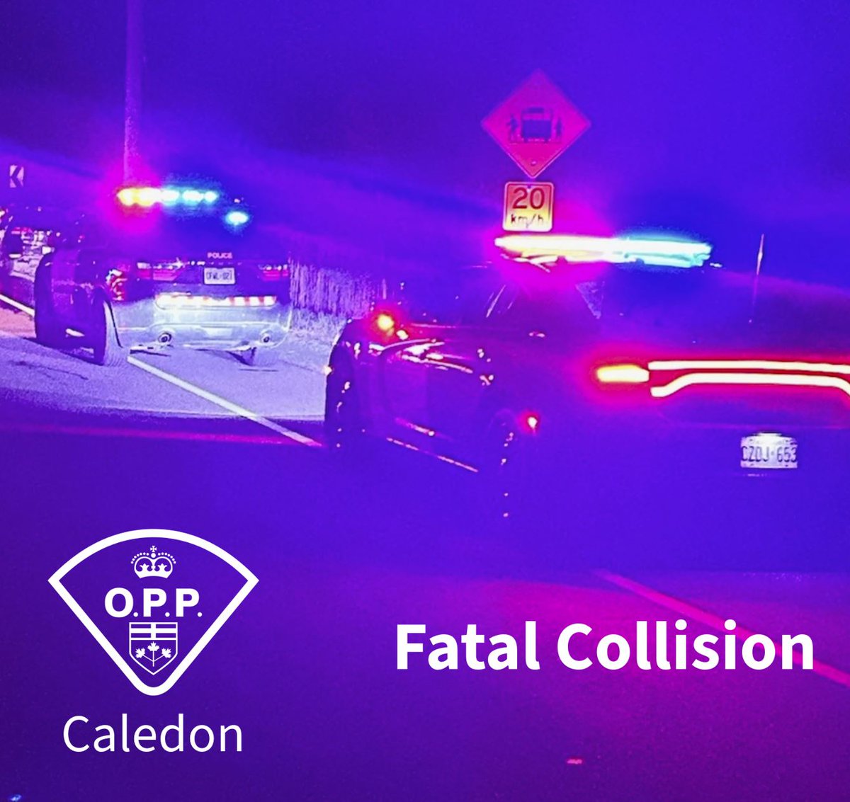 Update:  Just after 7:30pm this evening, #CaledonOPP responded to a collision that involved a cyclist and a passenger vehicle. The cyclist has been pronounced deceased at the hospital.  Winston Churchill Blvd will remain closed for several hours while the investigation continues.