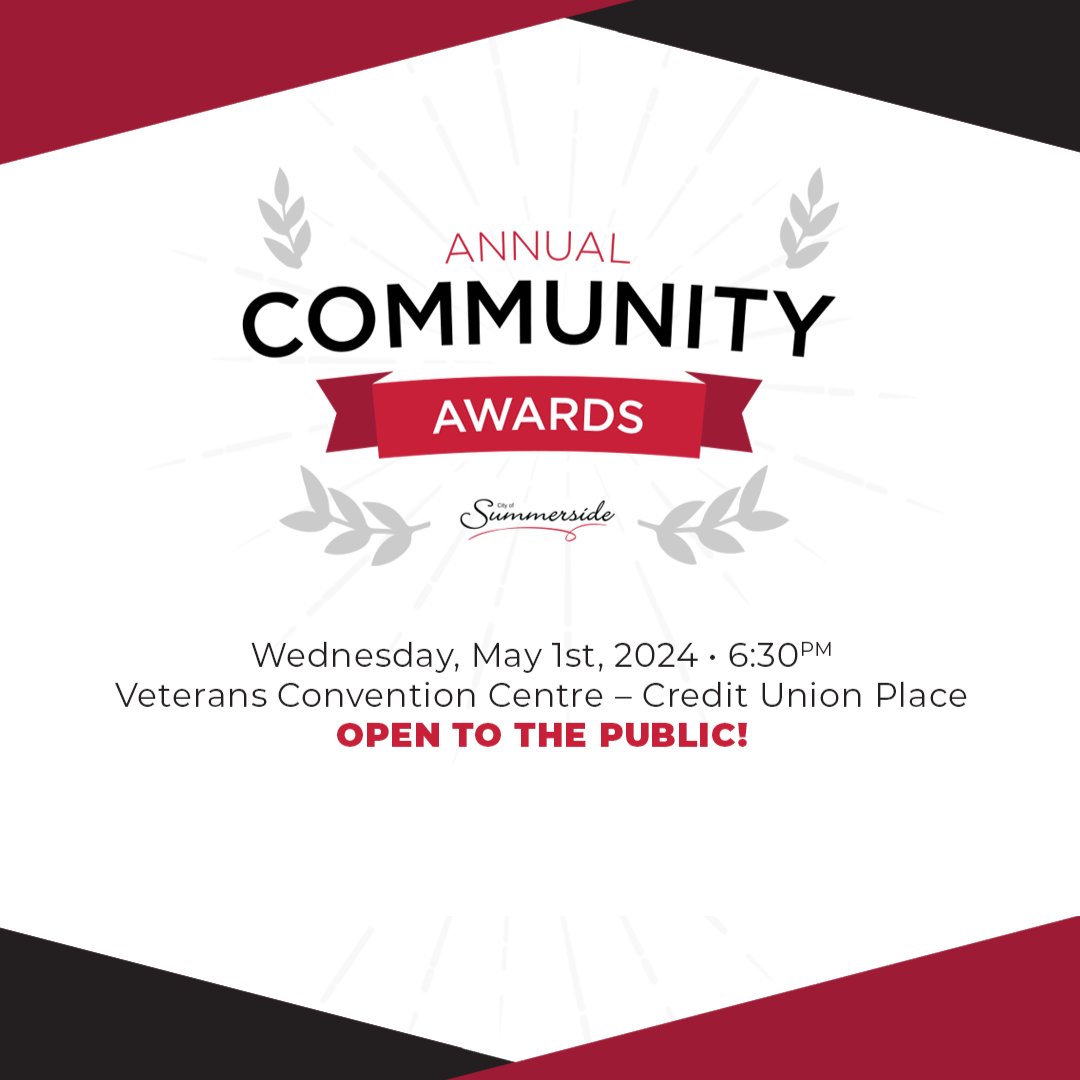 AWARD CEREMONY TONIGHT🏆🌟 Join us tonight for our Annual Community Awards celebration. Let's celebrate Summerside's outstanding community spirit! 🎉 #Summerside