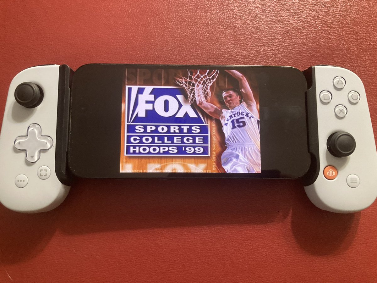 Fox Sports College Hoops 99 running on iPhone w/ Backbone controller! LFG!!! #collegehoops #gaming #marchmadness