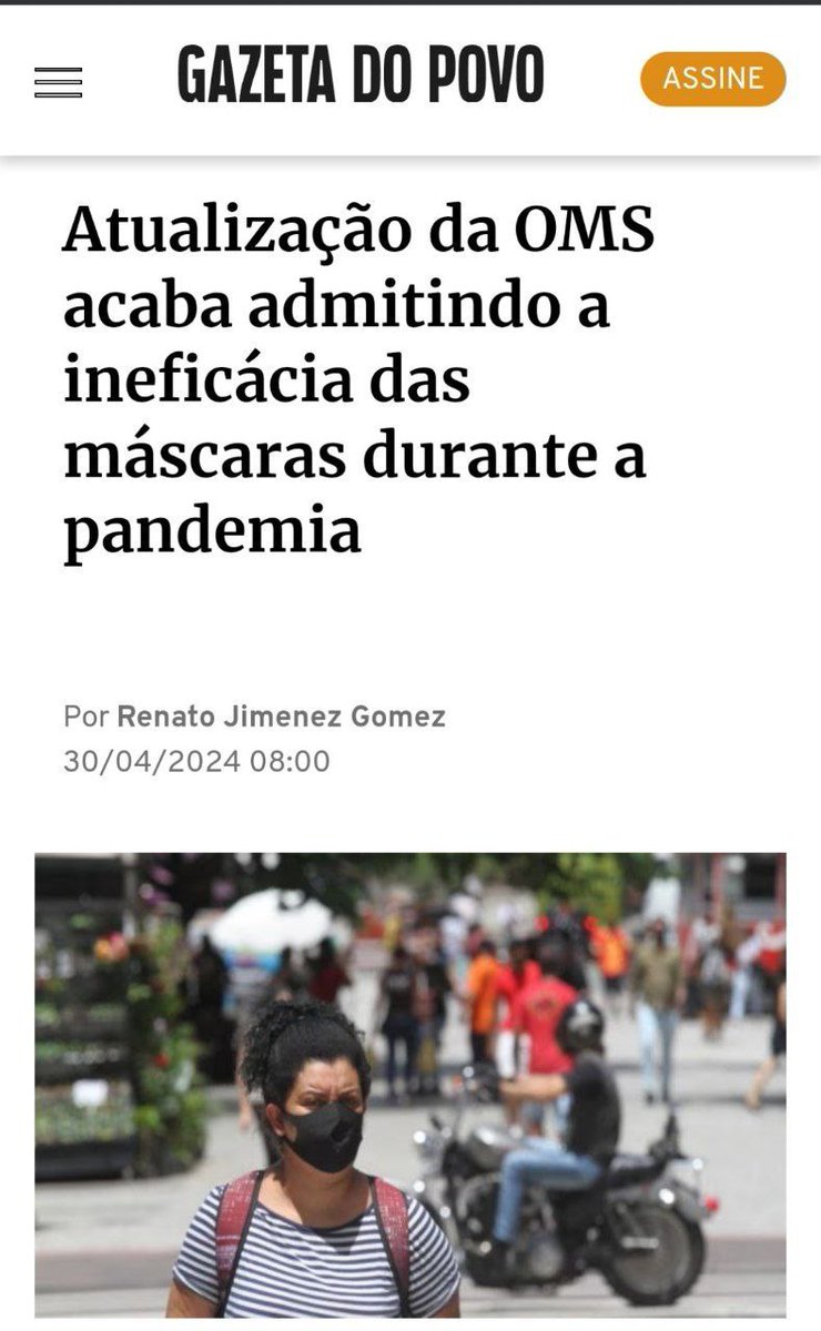 Atualização da OMS acaba admitindo a ineficácia das máscaras durante a pandemia