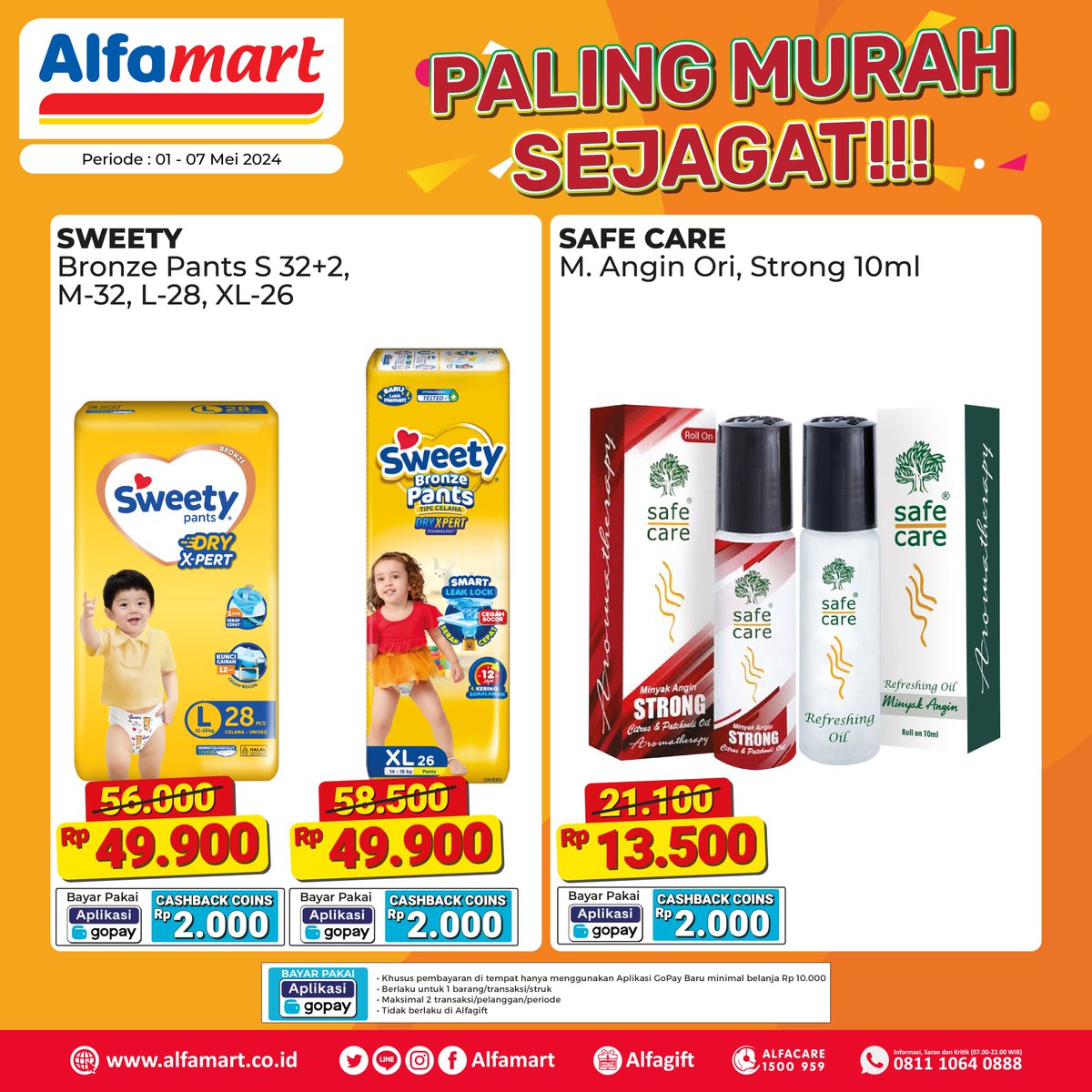 Nikmati harga spesial untuk produk pilihan ini hanya di Promo Paling Murah Sejagat! Pastinya bikin belanja jadi semakin hemat!😁 Cuss langsung ke #Alfamart terdekat atau bisa lewat aplikasi #Alfagift ada GRATIS ONGKIR Sepuasnya!!😎 Periode 1-7 Mei 2024