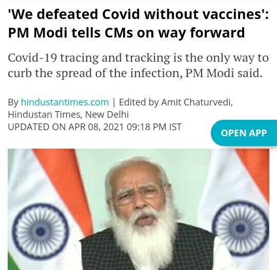 PM Modi - one step ahead - shamelessly announced: 'We defeated Covid without vaccines'