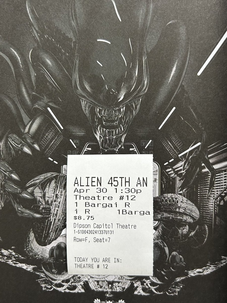 It was great to finally see ALIEN (1979) on the big screen!

#Alien #RidleyScott #SigourneyWeaver