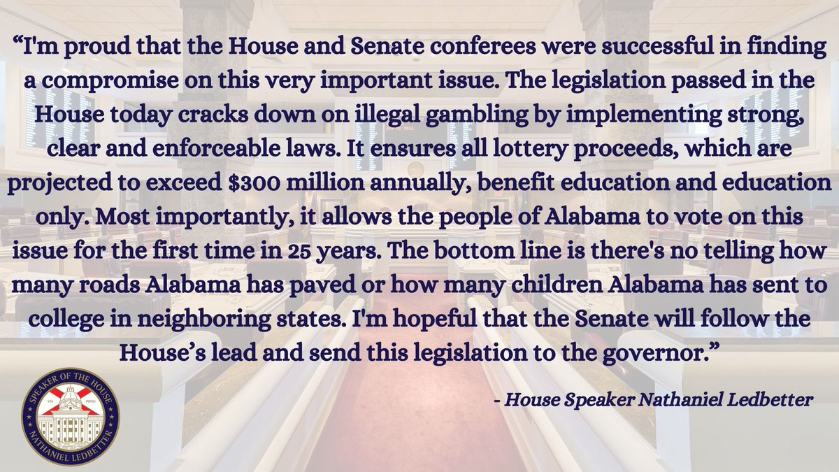The House has concurred with the Gaming Conference Committee’s Report. Read my full statement below ⬇️