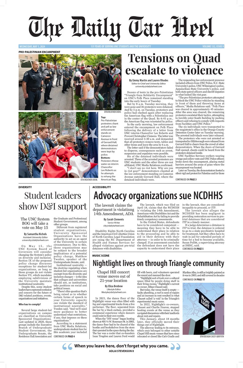 The front page of tomorrow's <a href="/dailytarheel/">The Daily Tar Heel</a> and my last as editor-in-chief.