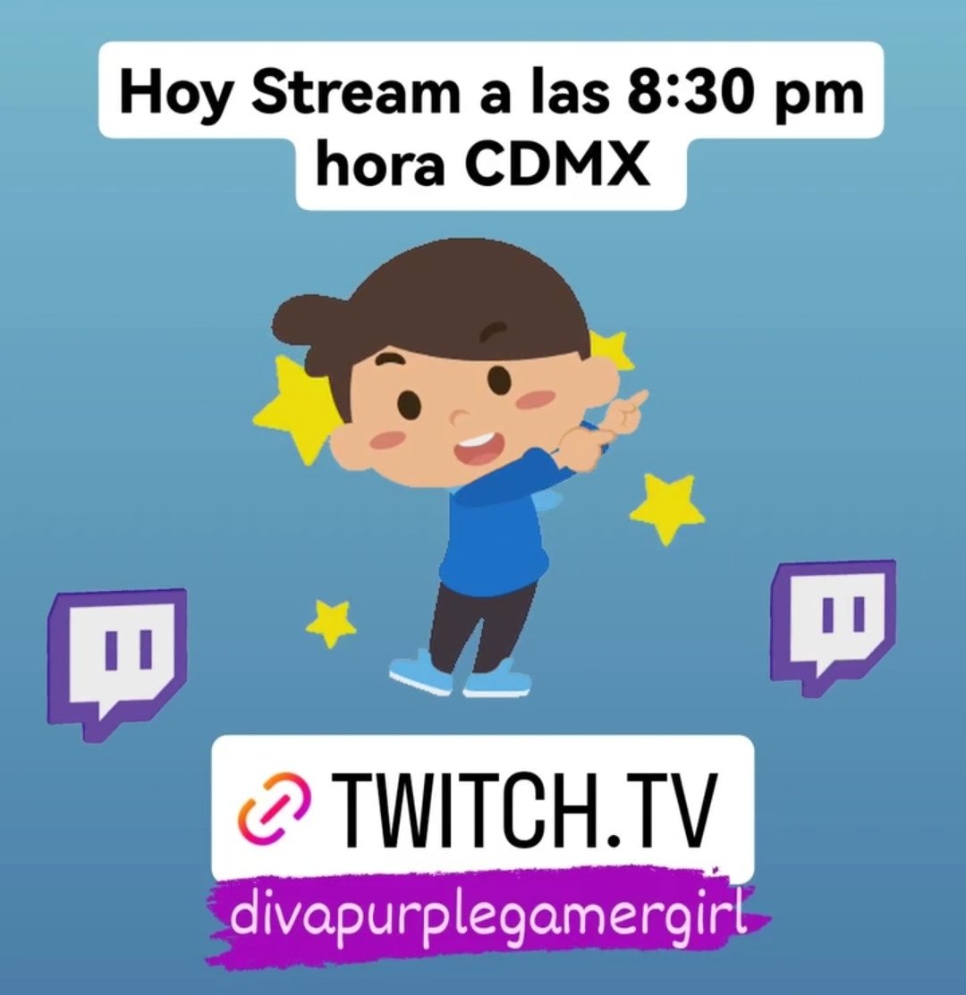 Hoy DiVa-Stream a las 8:30pm 🎮💜 Los espero! 🤗✨✨✨ 💜 Twitch.tv/divapurplegame… 💜 #gamergirl #streamergirl #gamer #twitchstreamer #streamer