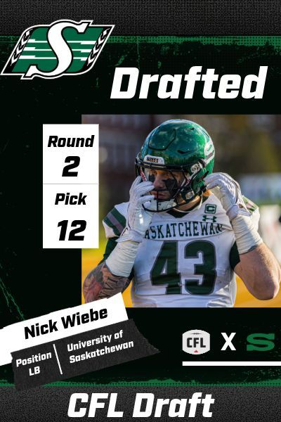 Nick Wiebe is staying in Saskatchewan!

Congratulations to the Huskie linebacker on being selected in the 2nd round, 12th overall by the @sskroughriders!

#HuskiePride