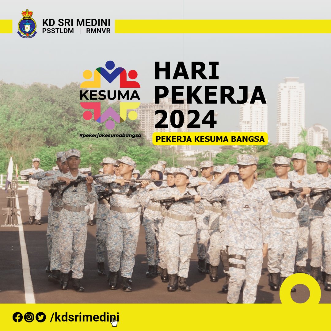 'PEKERJA KESUMA BANGSA'

Pegawai Memerintah dan warga KD SRI MEDINI mengucapkan selamat menyambut Hari Pekerja 2024 kepada warga The Navy People dan seluruh rakyat Malaysia.

#NavyPeople #PSSTLDM #KDSM #SediaBerkorban ⚓