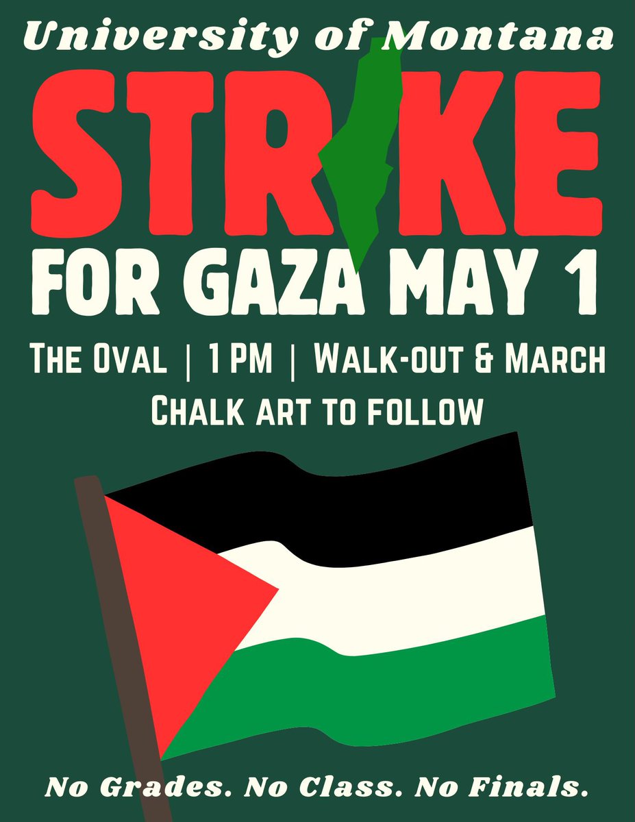 Take as many photos of any and all cops at the University of Montana rally for Gaza on May 1 and DM them to me.