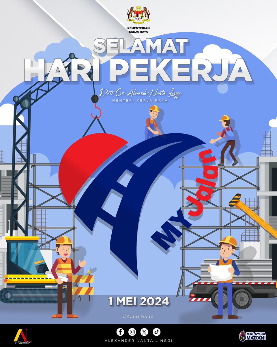 Selamat menyambut Hari Pekerja 2024 kepada seluruh warga pekerja di negara ini. Semoga setiap keringat & usaha kita terus mekar membangun untuk kesejahteraan bangsa dan negara. 'Pekerja KESUMA Bangsa' #KKR #MYJalan #KamiDiSini #MalaysiaMadani