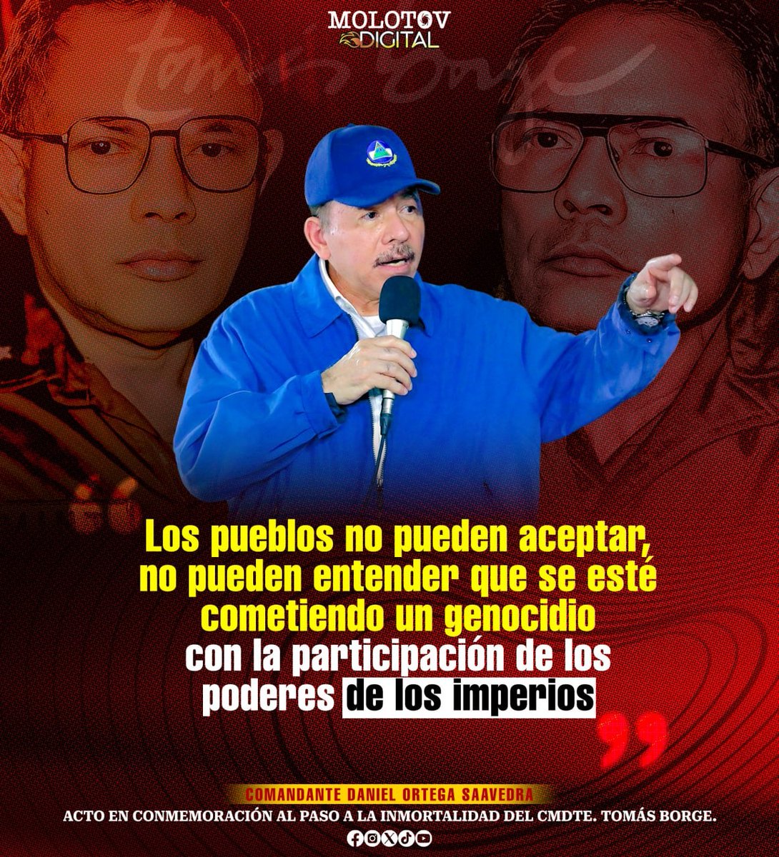 CMDTE Daniel Ortega denunció el genocidio que se comete contra el pueblo Palestino por parte de los imperios, esto lo expresó durante el acto del 12 Aniversario del tránsito a la inmortalidad del Comandante Tomás Borge Martinez #30Abril #SoberaniayDignidadNacional #Nicaragua