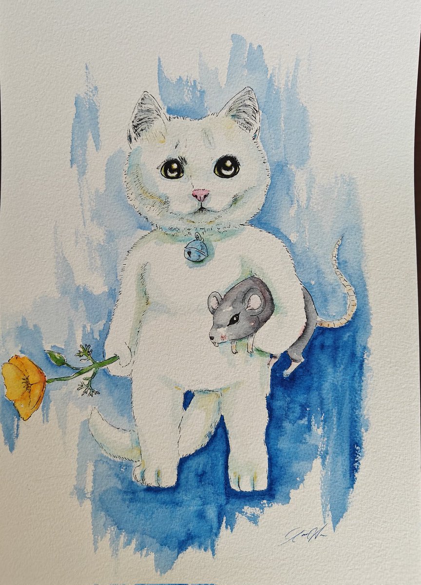 Not megaten fan art but I drew my coworker's cat as an anthro cat for her birthday today lol