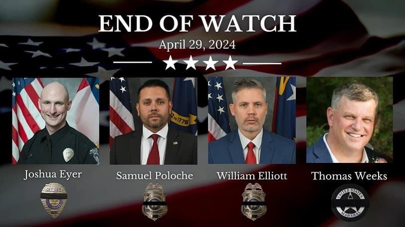 HEROES | 4 officers were killed in the Charlotte North Carolina shooting 3 of the officers killed were members of the US Marshal Fugitive Task Force: - Samuel Poloche & William Elliott of the North Carolina Department of Adult Corrections - Thomas Weeks, a deputy US Marshal -…