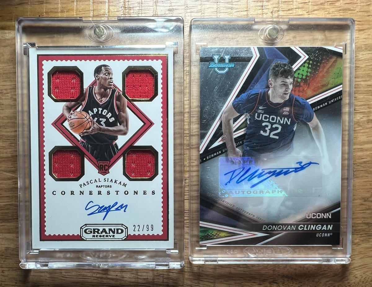 Siakam Rookie Patch Auto on card 22/99 - $35 shipped (minor surface wear) Clingan Bowman auto - $22 shipped RTs Appreciated! @sports_sell @HobbyConnector @CardboardEchoes @SleepyCards28 @james_looman @jblum11121