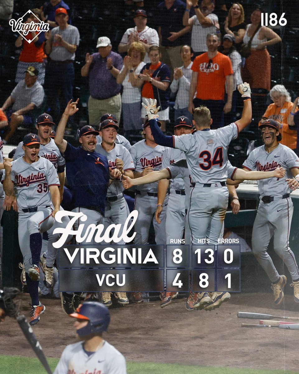 HOOS WIN!!! UVA completes the season sweep of VCU with an 8-4 win at The Diamond! #GoHoos