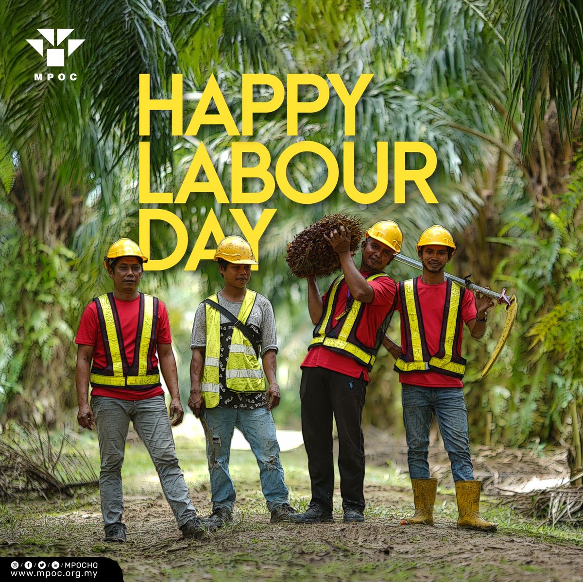mpocHQ's tweet photo. On #LabourDay, we remember the blood, sweat, and tears shed by all who have strived to make our nation a prosperous one; its workers across many sectors. Respect their contributions, safeguard their rights.

#PekerjaKESUMABangsa #FairWages #SafeWorkingConditions #Dignity #MPOC https://t.co/tLnicsDYUd