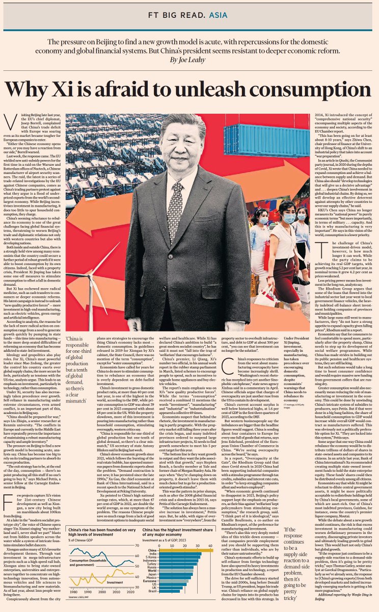 Xi knows that China is not rich enough yet to follow a consumption led model like the US. In the annals of economic history, only India has been foolish enough to believe in a consumption led model with a $2k/capita GDP.