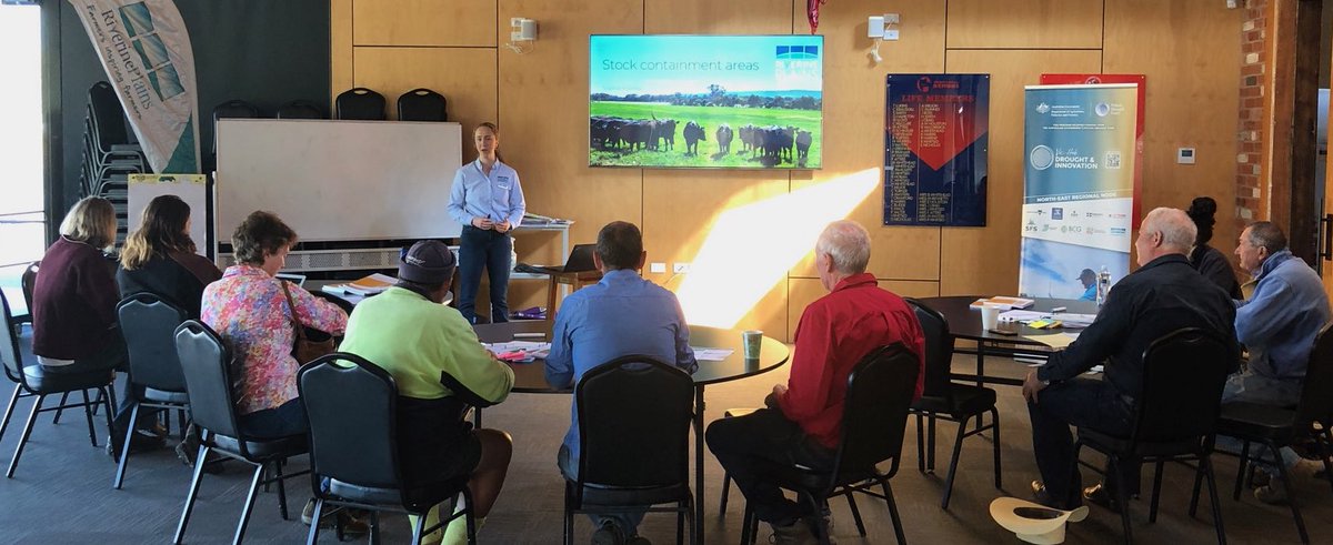 Wrapping up an insightful workshop in #Corryong! From decision-making to pen design, troughing to nutrition. Learn more here: vicdroughthub.org.au/news-events/ne… #DroughtResilience #VicHub #VicDroughtHub #FutureDroughtFund