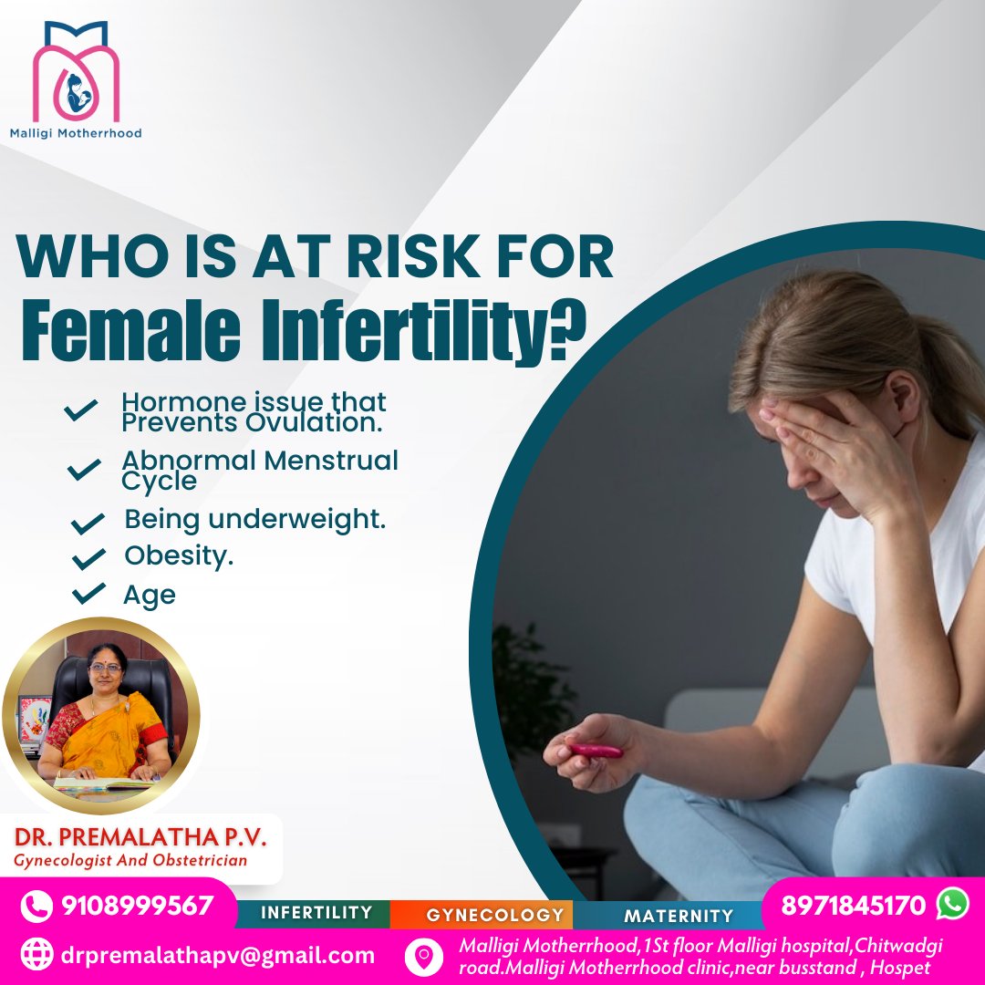 Understanding who's at risk for female infertility is crucial. Factors like age, ovulation disorders, and medical conditions play a role. 

#FemaleInfertilityRisk #FertilityFactors #FertilityIssues #pcos #IVF #ExpertCare #IVFSuccess #spermhealth #hospetfertility