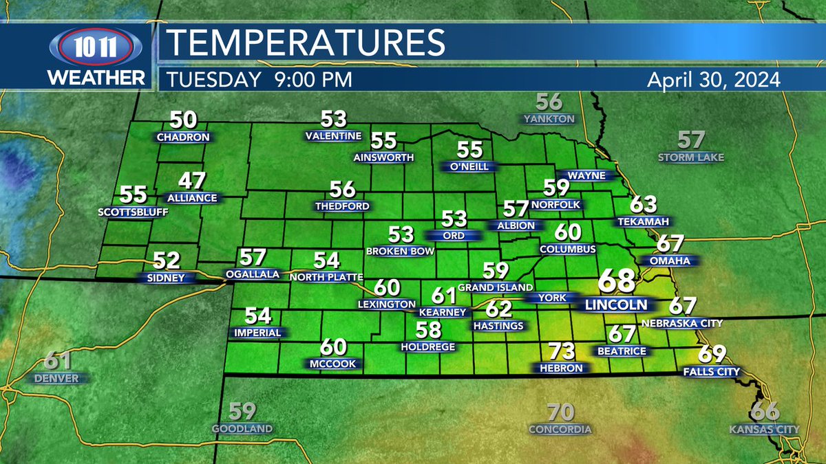 Temperatures continue to cool off. Here's a look at your 9 PM temps.