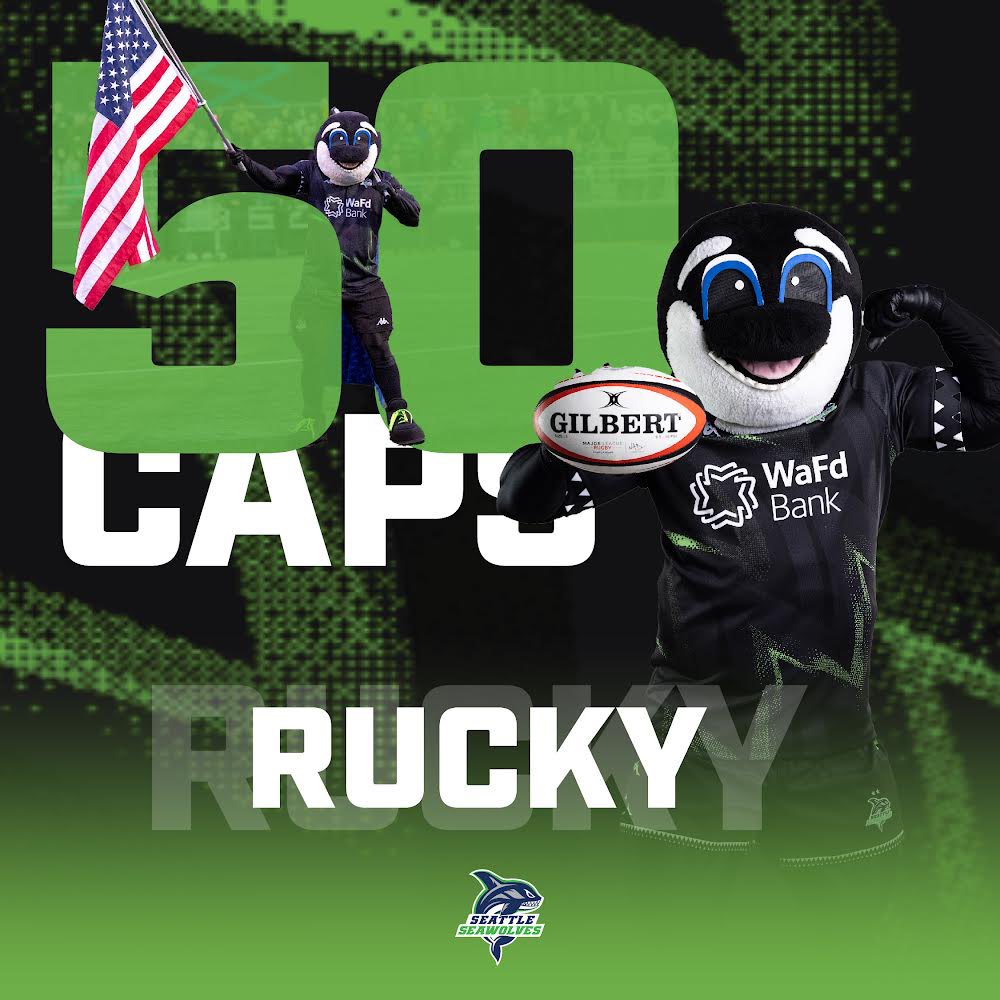 🎉 Fifty caps and counting! 🏉 

This Friday, join us in cheering on our beloved mascot @ruckytheseawolf as he hits a major milestone – 50 appearances as the heart and spirit of our team! 🎈

@usmlr | #TogetherWeHunt #rugby #sport #rugbybylife #rugbyunion #rugbyplayer