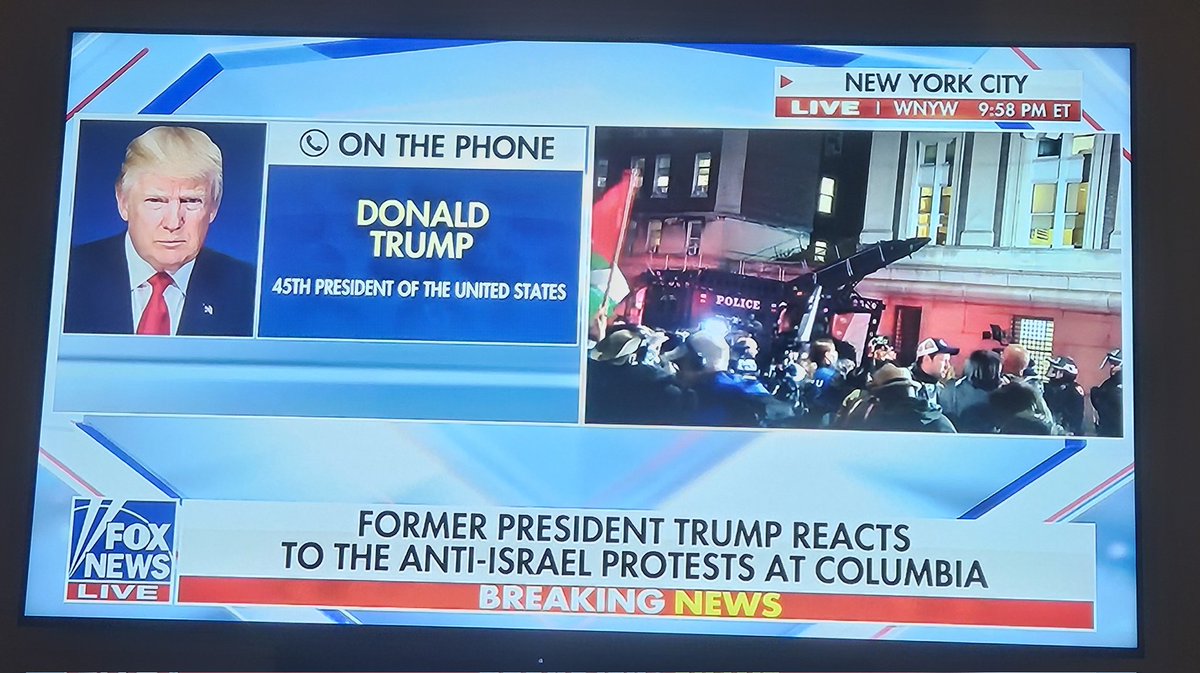 Trump is talking to Sean Hannity. He says he thinks Biden is against Israel because he has been silent on all the antisemitism. He called out Schumer & Columbia President as well. We were safer with Trump! #MAGA 🇺🇲