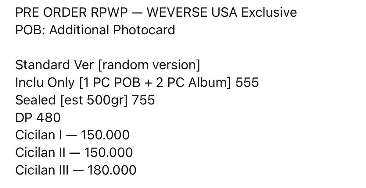OPEN PRE ORDER RPWP — WEVERSE USA EXCLUSIVE Right Place, Wrong Person - RM's 2nd Solo Album 🛒 with POB 🛒 versi album bisa pilih 🛒 terima inclusion only 🛒 open cicilan & DP spaylater 🛒 GO dom Jakarta 🛒 pricelist & skema cicilan tertera di bawah 👇🏻