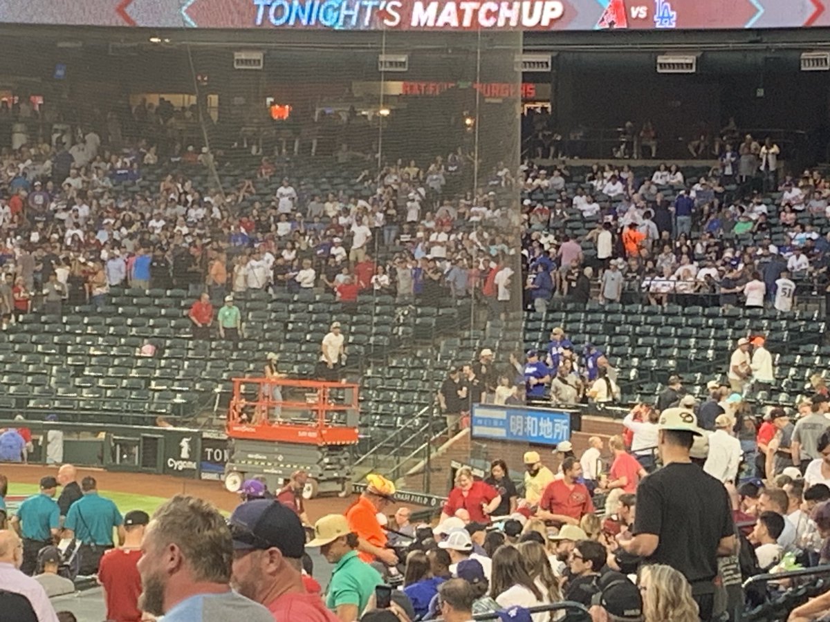 Dback officials clearing out entire sections behind home plate as we await professional beekeepers to arrive.