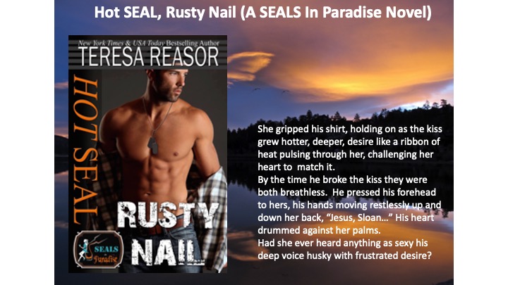 RT@teresareasor Hot SEAL, Rusty Nail (A SEALs In Paradise Novel) Both have experienced trauma and heartbreak. But when love comes calling, sometimes you just have to take a chance. Will it be worth it? #militaryRomance amazon.com/gp/product/B07…