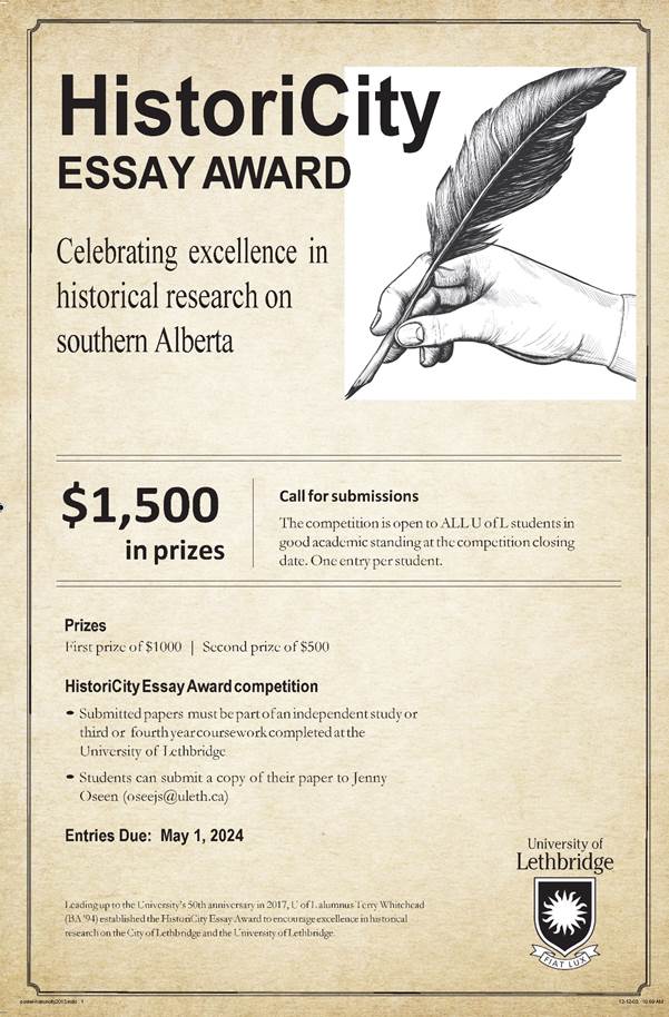 REMINDER: Tomorrow, May 1, is the last day to submit your essay for the HistoriCity Essay Award!