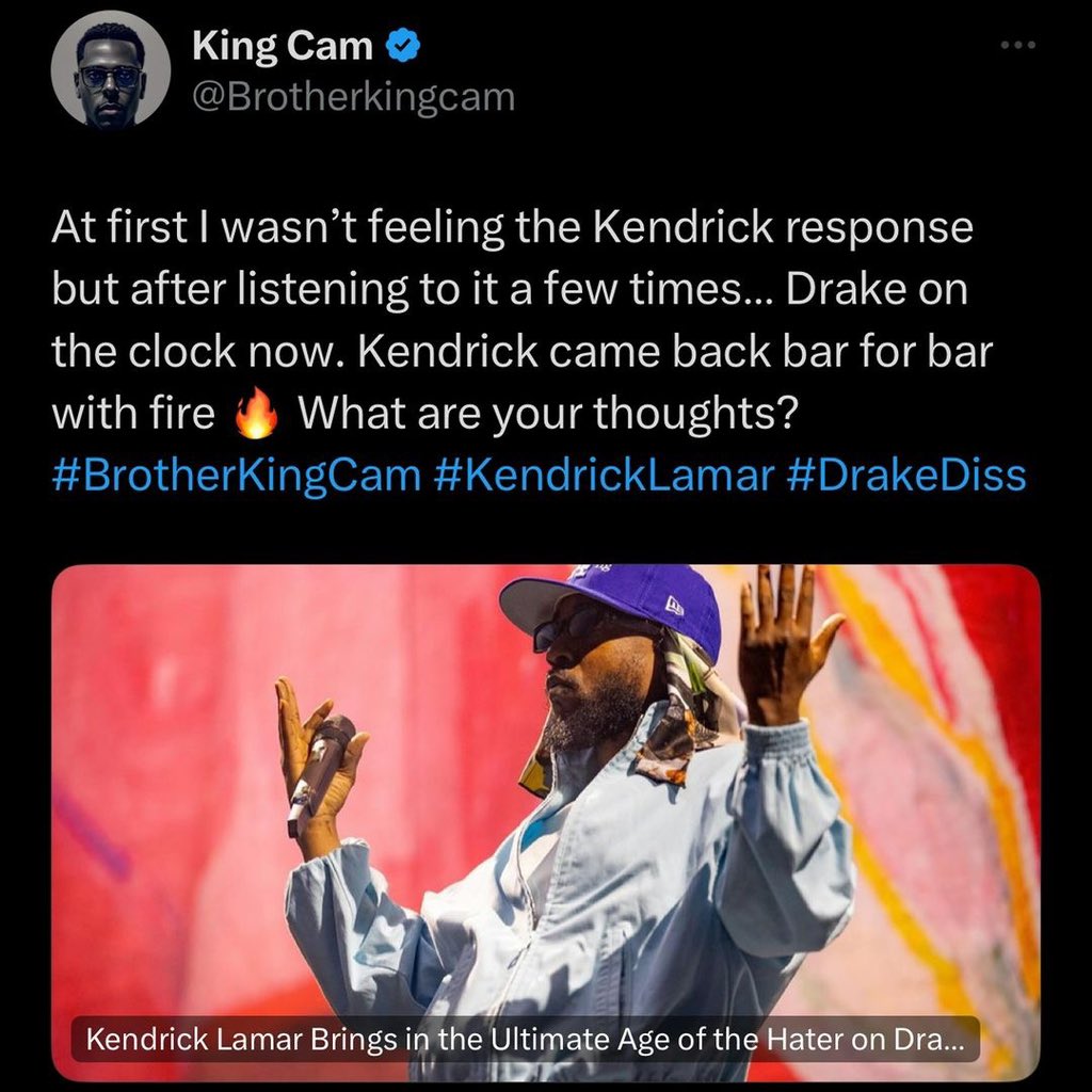 What a Tuesday! Comment your thoughts below 👇🏿 
#BrotherKingCam #KendrickLamar #DrakeDiss

#blackmillennials #blackmillenials #blackmillennial #blackmillennial #blackculture #blackculturematters #blackculture💪🏾 #newblackmedia #blackatlanta #blackmedia  #blackcommunitynews