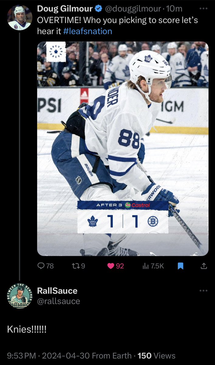 rallsauce's tweet image. How did you like that prediction @douggilmour ?

Kinessss!!!!!!!!

#OTWinner 
#LeafsForever 
#LeafsNation 
#Leafs
